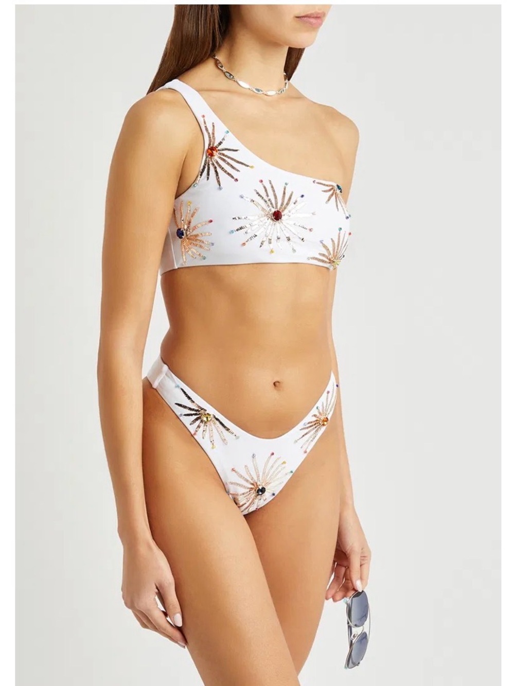 Oceanus Callie Embellished One Shoulder Bikini